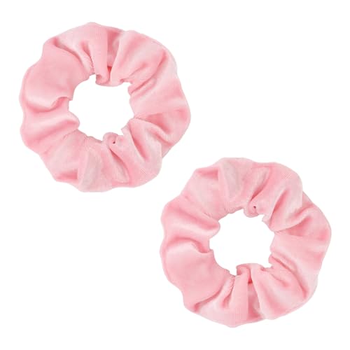 Semato 2 Pcs Velvet Light Pink Scrunchies Hair Ties Scrunchies for Women Girls Hair Accessories Elastic Hair Ponytail Holder
