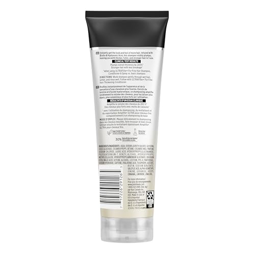 John Frieda ULTRAfiller+ Thickening Shampoo for Fine, Thin and Flat Hair | Infused wit Biotin & Hyaluronic Acid | Thicker, Fuller, Stronger hair | Hair Plumping, Volume, and Thickness (250mL) - Image 3