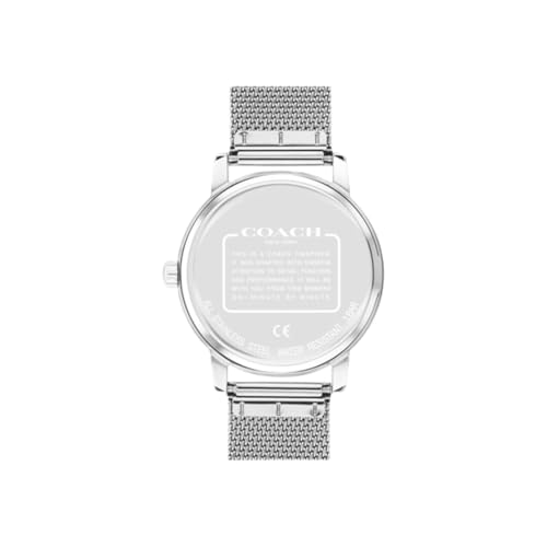 Image of Coach Grand Qtz Basic Silver White Round Dial Women's Watch|Stainless Steel Material|Silver Color Band - 14000106