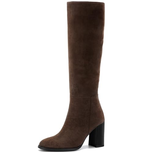 Lumeheel Chocolate Brown Knee High Boots for Women - Round