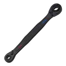 KLEIN TOOLS 68214 4-in-1 Reversible Ratchet Wrench, Box Wrench, SAE Hex Sizes 1/4, 5/16, 3/8, and 7/16-Inch, 90-Tooth Ratchet, Pass-Through Design
