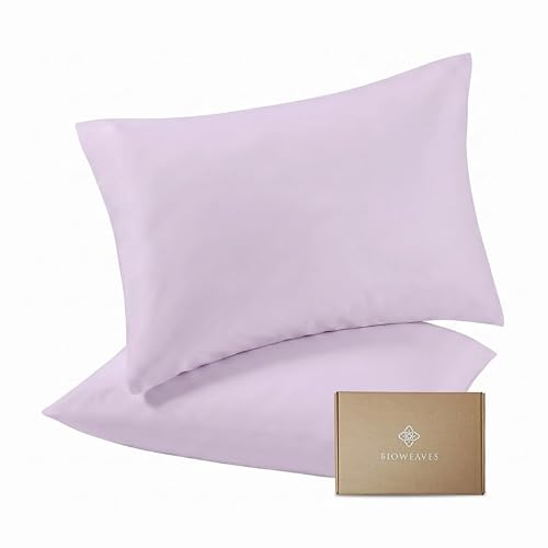Bioweaves 100% Organic Cotton Envelope Pillow Cases 300 Thread Count Soft Sateen Weave GOTS Certified – 20 X 27, Set of 2, Lavender