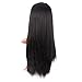 MapofBeauty 24 Inch/60 cm Women Long Straight with Flat Bangs Synthetic Hair Heat Resistant Fiber Hair for Party Cosplay Wig (Black)