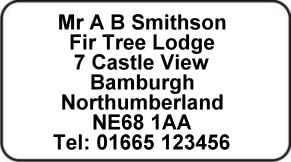 1000 Xxion Personalised Mini Self-Adhesive Address Labels. Size : 38mm x 21mm Custom Printed in Black on Quality White Self Adhesive Labels/Stickers with up to 7 Lines of Text of Your Choice.