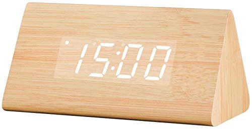 Réveil en Bois Réveil numérique de Chambre à Coucher numérique Horloge de Cube en Bois Moderne à LED avec 3 Niveaux de luminosité. Petite Horloge Grand-père avec Fonction de contrôle de l'horloge Cover