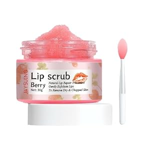 Lip Scrub, Lip Scrubber Exfoliator, Lip Exfoliator for Dark Lips,Natural Sugar Lip Scrub with Lip Brush,Repair Dry Lips,Chapped Lips (Berry)