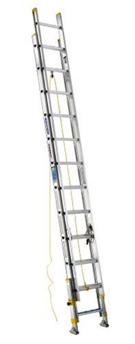 Werner D18242EQ Equalizer 250-Pound Duty Rating Aluminum Extension Ladder with Integrated Leveling System, 24-Foot, Feet