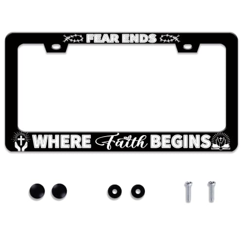 Fear Ends Where Faith Begins License Plate Frame Stainless Steel 2-Holes by Invincibleframe - Used condition - US$12.81