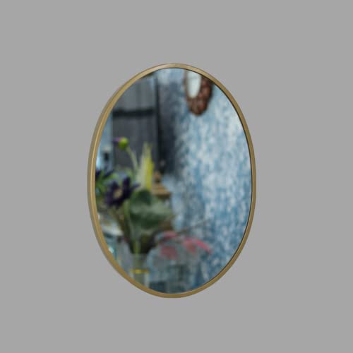 Image of Quality Glass Metal Frame Oval Wall Mirror Royal Mirror Home Decorative Mirror Modern Mirror Living Room Mirror Wall Mirror Bathroom Mirror Size 18x24 inches Color Brown MF 43
