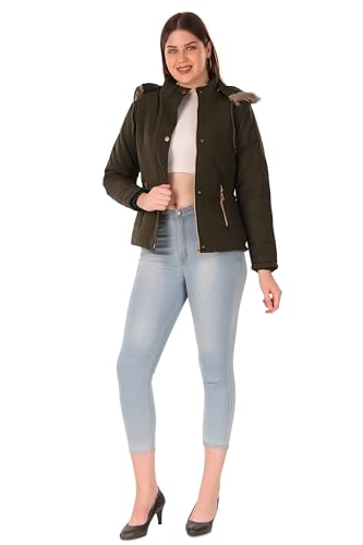Image of Brazo Women's and Girls Puffer Regular Fit Bomber Jacket For Winter Wear | Hooded Neck | Full Sleeve | Zipper | Casual Jacket For Woman & Girl | Western Stylish Jacket For Women