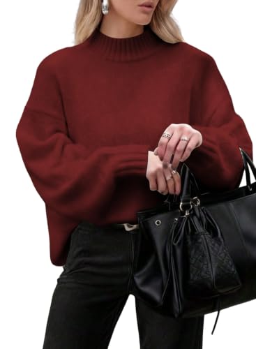 SHEWIN Fall Sweaters for Women Casual Knit Mock Neck Sweater