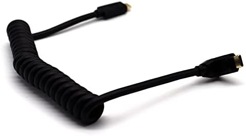 Disscool USB C 3.1 Spring Fast Data Charging Cable, USB 3.1 Male to USB 3.1 Male 90 Degree Angle Cord Coiled Type C Extension Cables, Compatible With 4K Video/Notebook/Dock(1.2m)