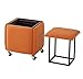 MYEBP 5 In 1 Orangefarbener Hocker Für Couchtisch, Platzsparend 5 In 1 Hocker Auf Rädern, PU-Kissen Und Eisenrahmen, 360-Grad-Drehräder, Geeignet Für Die Verwendung Im Wohnzimmer