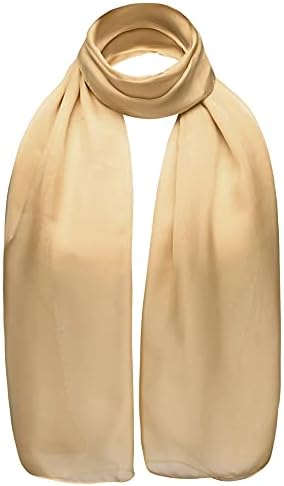 Basic Sense Chiffon Scarf Sheer Soft Plain Neck Wrap for Women Neatly Stitched