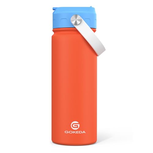 GoKEDA 18oz Kids Water Bottle, Stainless Steel Straw Cup