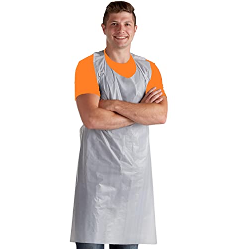 Aventais descartáveis de poliéster pacote com 100, 71 x 117 cm, avental grande branco protetor para