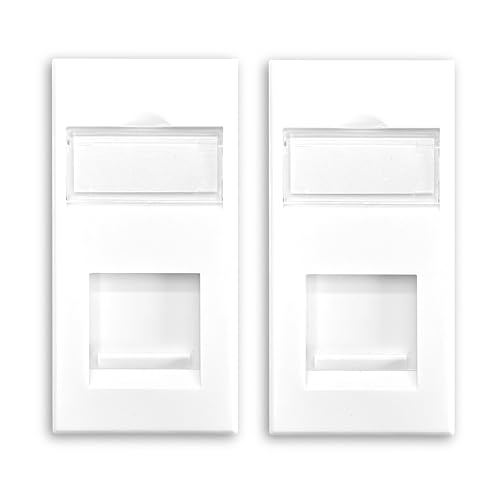 Image of Evoges CAT6A UTP RJ45 Ethernet Module, Pack Of 2 – White 25x50mm Data Outlet, Unshielded, Toolless IDC Punch Down – Ideal for Structured Cabling, Wall Plates & Faceplates