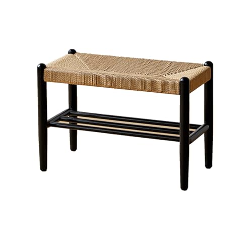 SBCGFY Banco Zapatero de Madera para Entrada, Resistente Asiento de Almacenamiento para Pasillo, Sala y Porche. Soporta hasta 90 kg.(Black 50cm)