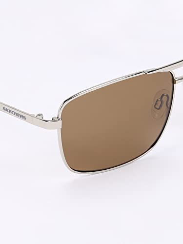 Image of Skechers Men Aviator Silver Polarization Sunglasses, large