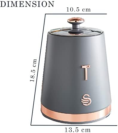 GBS Set Of 3 Kitchen Storage Containers With Lids Airtight- Durable, Carbon Steel- Tea Coffee And Sugar Canisters Set- Large Storage Capacity (Grey And Rose Gold)