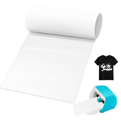 YushengTai Circut Joy Smart Iron on Vinyl White, 14cm x 150cm PU Heat Transfer Vinyl Roll Without Cutting Mat Required, HTV Vinyl Iron On for Circut Joy, T-shirt (White)