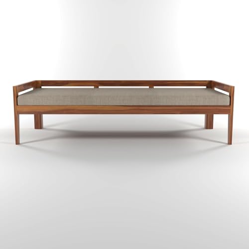 Image of Solid Sheesham Wood Sofa 3 Seater Sofa Diwan Bed for Home Living Room Wooden Couch Diwan Sofa Sheet Without Small Pillow for Living Room and Office (Honey)