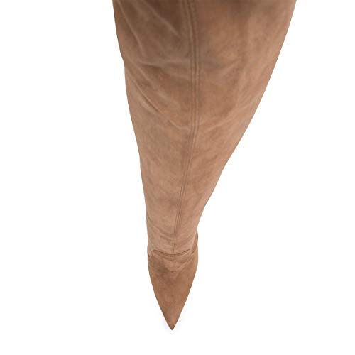 FSJ Women Sexy Super High Heel Thigh High Over The Knee Boots Slim Stilettos Heel Pointed Toe Dress Long Boots Pull On Stretch Winter Shoes Size 4-15 US4