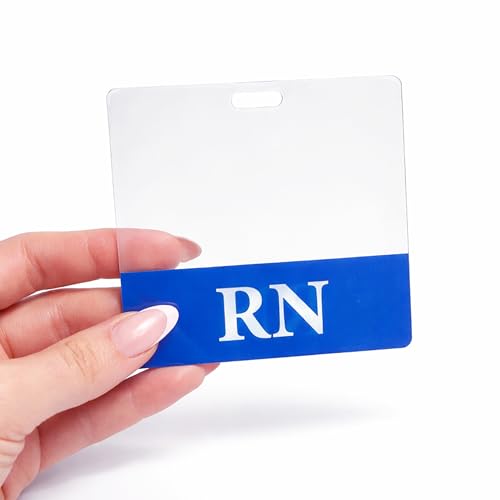 Clear Badge Buddy Horizontal - Hospital ID Backer - Transparent Title/Role Identifier - Wear Behind Medical Name Badge on I’D Reel or Lanyard by Specialist ID (RN Blue, 1 Single)
