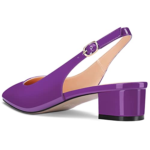 HEUIVZAR Womens Pumps Heel Slingback Square Toe Low Chunky Block Heel Patent Dress Shoes 1.5 Inch3