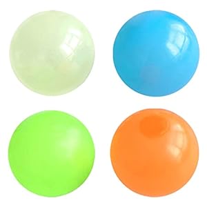 4Pcs Plafond Sticky Balls Glow Squishy Stress Balls slokt Sticky Balls Stress Relief Balls Glowing Fidget Toys – 4…
