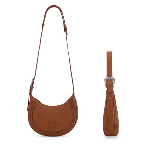 Image of Wrangler Crescent Shoulder Bag for Women Trendy Half Moon Bag Small Crossbody Purse and Handbags With Extension Strap | Trendy