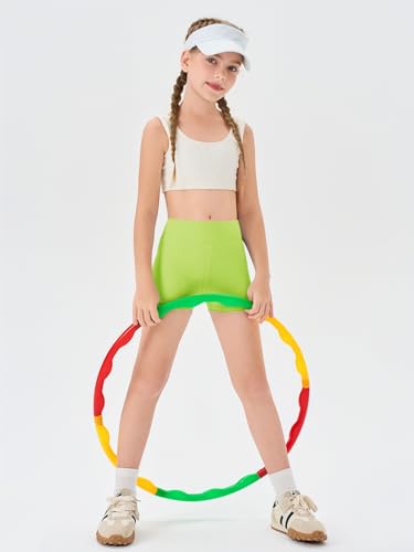 Image of Haloumoning Girls Athletic Shorts Kids High Waisted Yoga Dance Biker Shorts Comfy Gymnastics Shorts 5-14Y