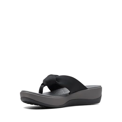 Clarks womens Arla Glison Flip Flop, Black Fabric, 9 US