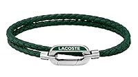 Lacoste Men's Stainless Steel & Green Leather Bracelet, 2040111, Green, 190 mm