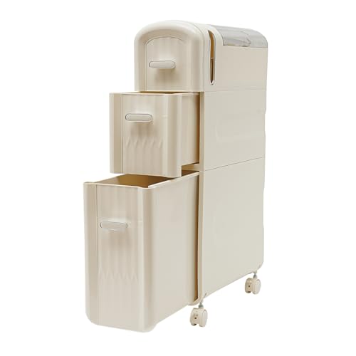 CRYBY Slim Storage Cabinet, Bathroom Floor Storage Cabinet Narrow Towel