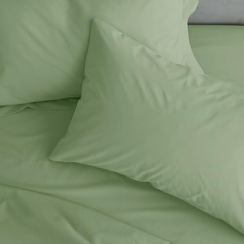 Catherine Lansfield Par de Fundas de Almohada de percal estándar de fácil Planchado, Color Verde