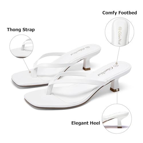 Glamnest White Kitten Heels Chic Square Open Toe Flip Flop Heels, Size 6.5 by Glamnest - Used condition - Image 6
