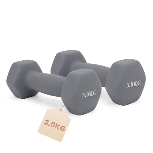 Set Pesas Y Mancuernas Neopreno, Pesos Fitness Recubiertas De Vinilo Halteres Musculação 1 A 5 Kg, Ideal Para Entrenamiento De Fitness Para Mujeres, Yoga, Pilates Y Ejercicios En Casa. (2 * 3KG)