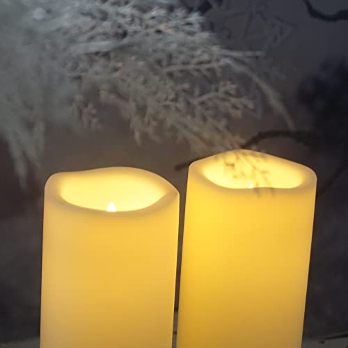 4”X10” Led Outdoor Flameless Pillar Candles Battery Operated Flickering Plastic Lights With Timer For Home Garden Decorations Indoor Outdoor Lanterns Wedding Party Decor, Set Of 2 #TOP3