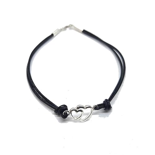 Bracelet en argent massif 925 poinçonné et cuir élégant pour femme