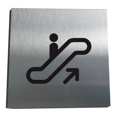 AUA SIGNALETIQUE - Plaque Alu Brossé Escalator - 130x130 mm, Alu Argent - Image 3