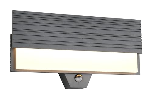 Trio 247069142 Mariza - Lámpara de pared, IP44, antracita, sensor de movimiento PIR