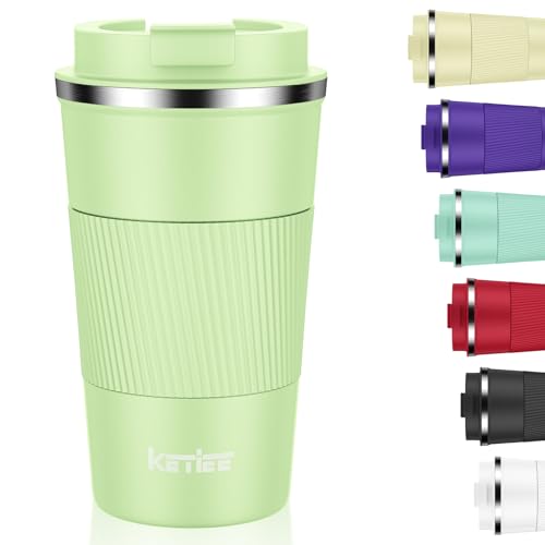 KETIEE 12oz Coffee Mug: Vacuum Insulated Coffee Cup with Leakproof Lid, Travel Coffee Mug Stainless Steel Double Walled Reusable Coffee Cup for Hot and Cold Water Coffee G1--Mint Green