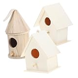 CIMAXIC 3stücke Holz Vogelnest DIY Unvollendete Vogelhaus Gartendekoration Heimtierzubehör Mit Aufhängeseil Für Kleine Vögel