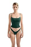 SUUKSESS Women Sexy Square Neck Tank Top Summer Y16K Going Out Basic Cami Shirt Deep Green
