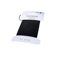 perdix Gummiband, elastische Kordel 2 mm, 5 m schwarz, Gummiband für Armbänder, Zelt, Rucksack, Garten, Hutgummi, Gummischnur