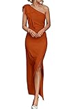 PRETTYGARDEN Women's Summer One Shoulder Long Formal Dresses Sleeveless Ruched...