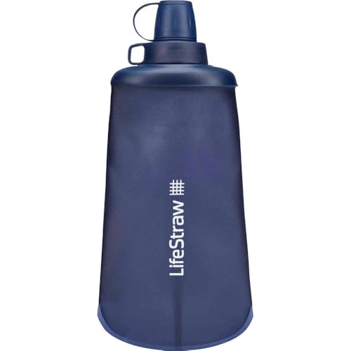 Image of LifeStraw Peak Series - Collapsible Squeeze Bottle Water Filter System - 650ml for Trail Running, Through Hiking, Travel, Cycling, and Fishing; BPA-Free; Mountain Blue