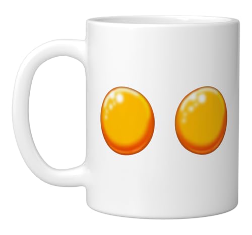 Double Yolk Egg Costume Funny Christmas Halloween Egg Ceramic Mug, White