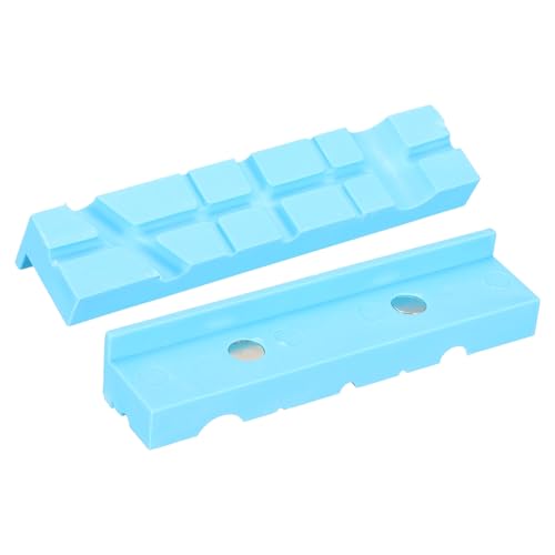 sourcing map 1 Set Vise Jaw Pads 6 Rubber Magnetic Vise Soft Jaws Standard Anti-Scratches Vice Covers Tools for DIY Making Woodworking Clamping Plumbing, Blue